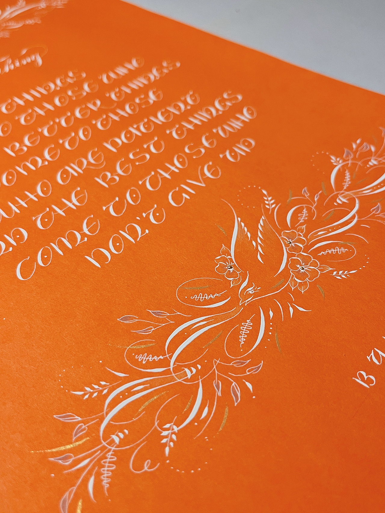 英文书法|橙色古典