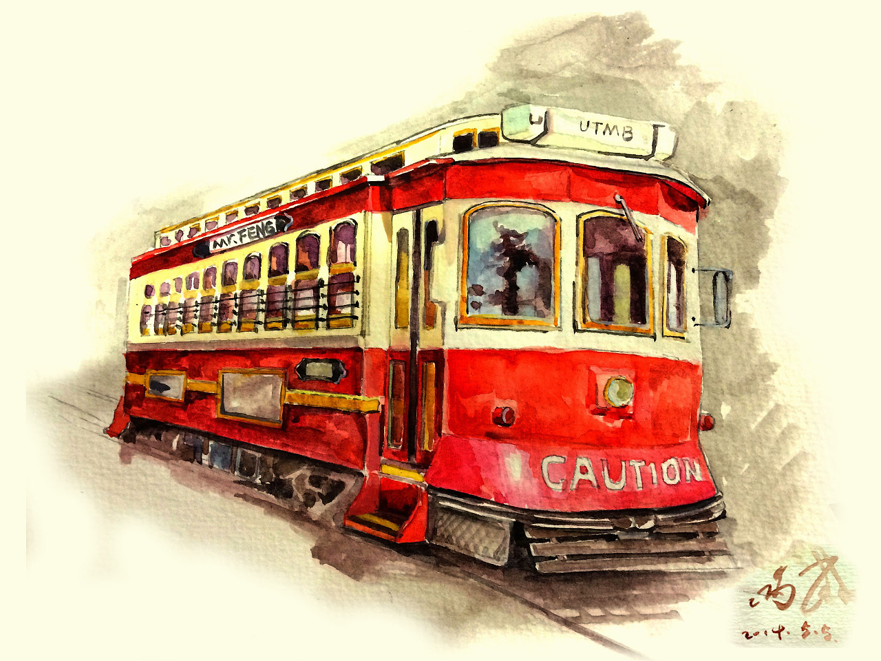 水彩练习,电车|插画|创作习作|carlosv - 原创作品 - 站酷 (zcool)