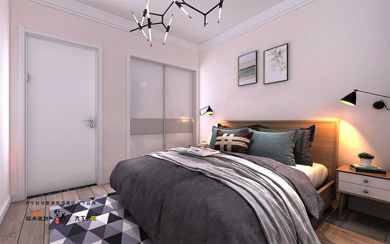 济宁鲁商运河公馆23号楼89平米北欧风格装修设计方案