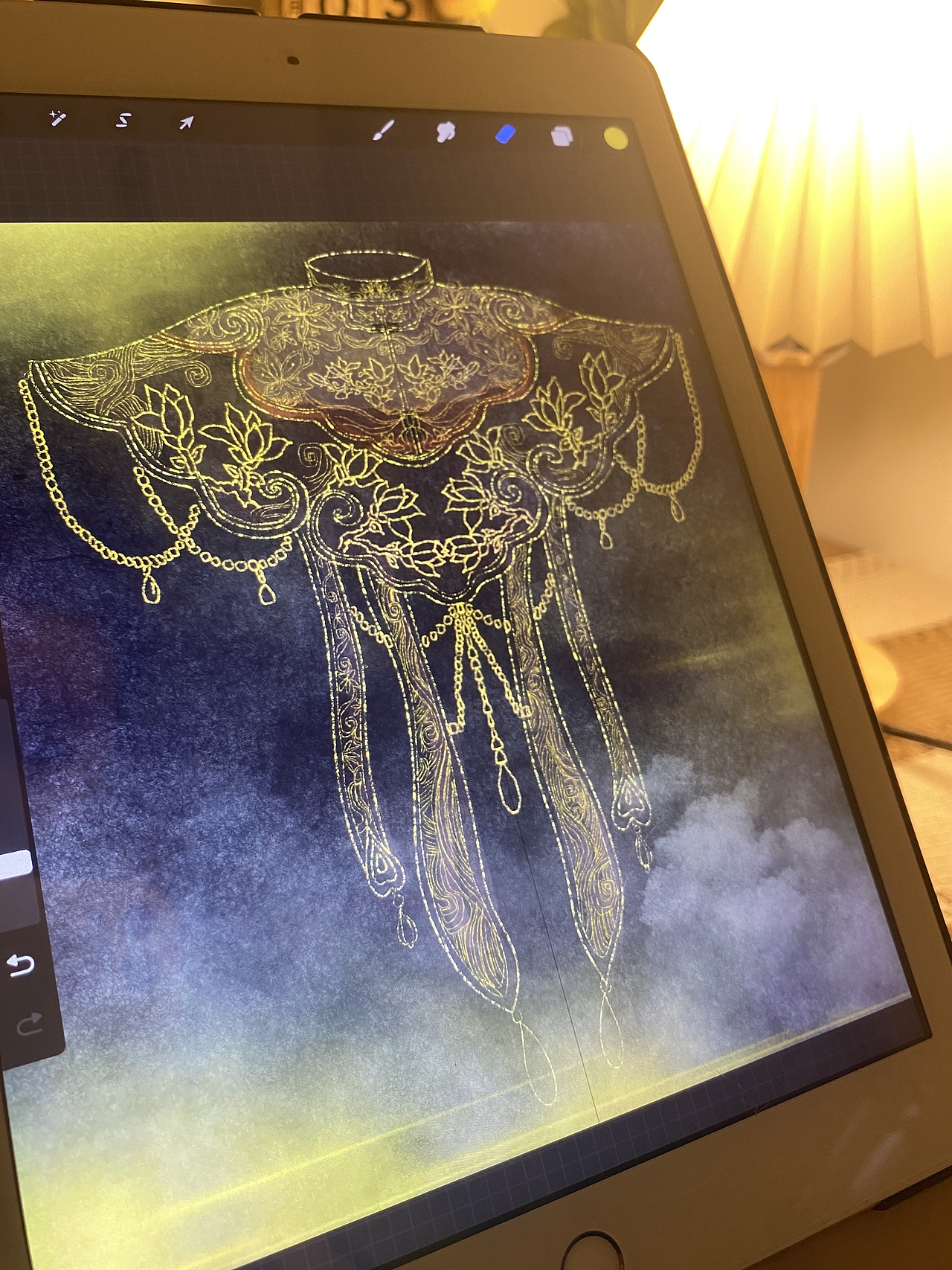 原创国风插画—金箔云肩（图ZMzM0NjU4MTky） - 艺术插画 - 站酷设计师哈喽画画的树小姐原创素材 - 站酷ZCOOL