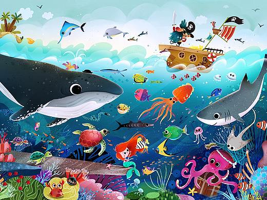 游戏拼图插画——海底世界（附过程图）