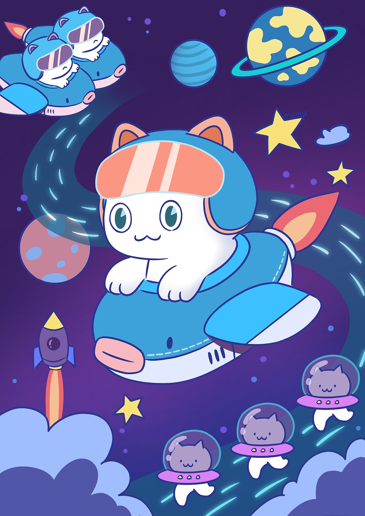 民生银行x站酷 趣玩星球IP设计大赛—宇宙漫游者小Q（图ZMzAwMTY3MDg4） - 商业插画 - 站酷设计师momo喵喵喵原创素材 - 站酷ZCOOL