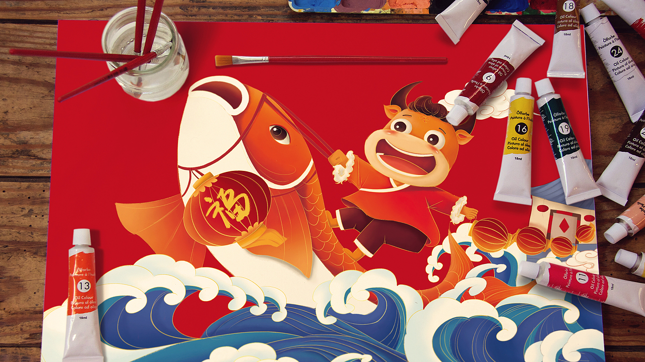 牛年文创手提袋插画创作