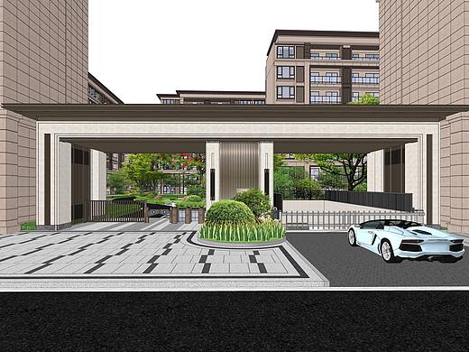 现代居住区大区景观SU模型下载