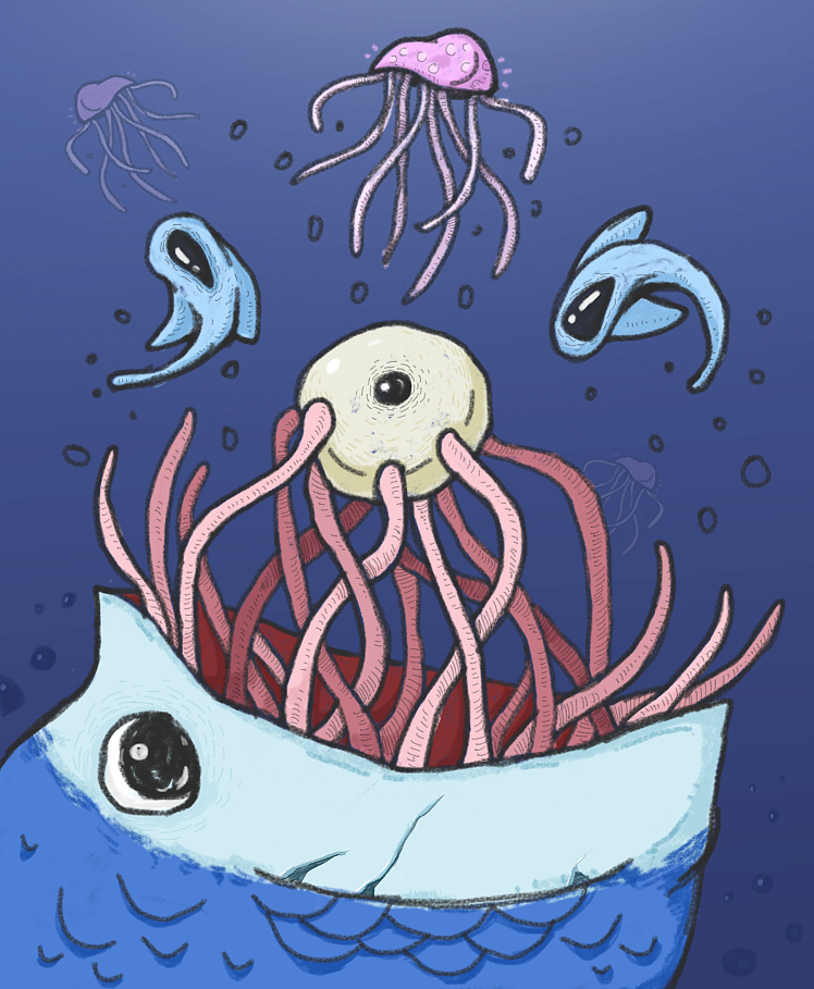 练习插画/寄生于鱼