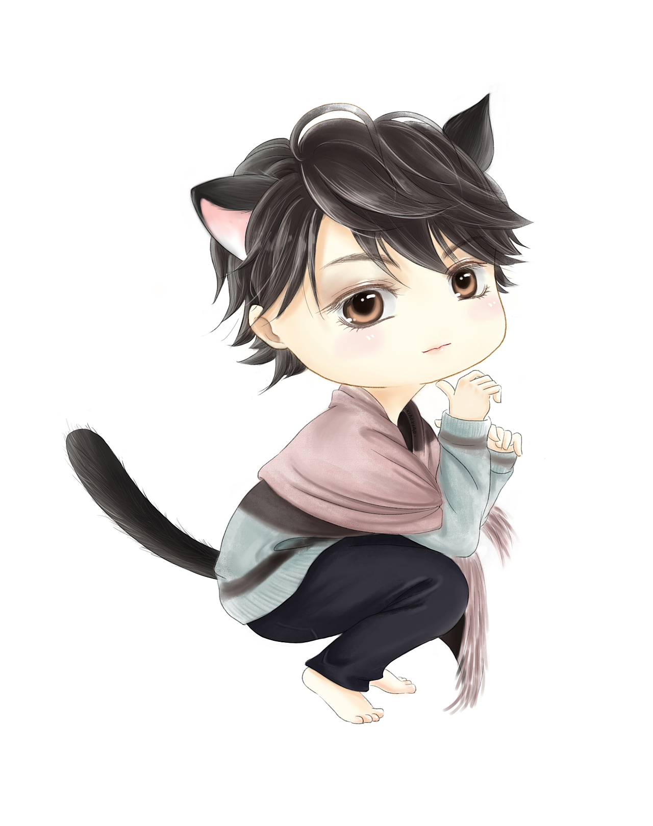 q版人物|插画|艺术插画|小笑笑_原创作品-站酷zcool