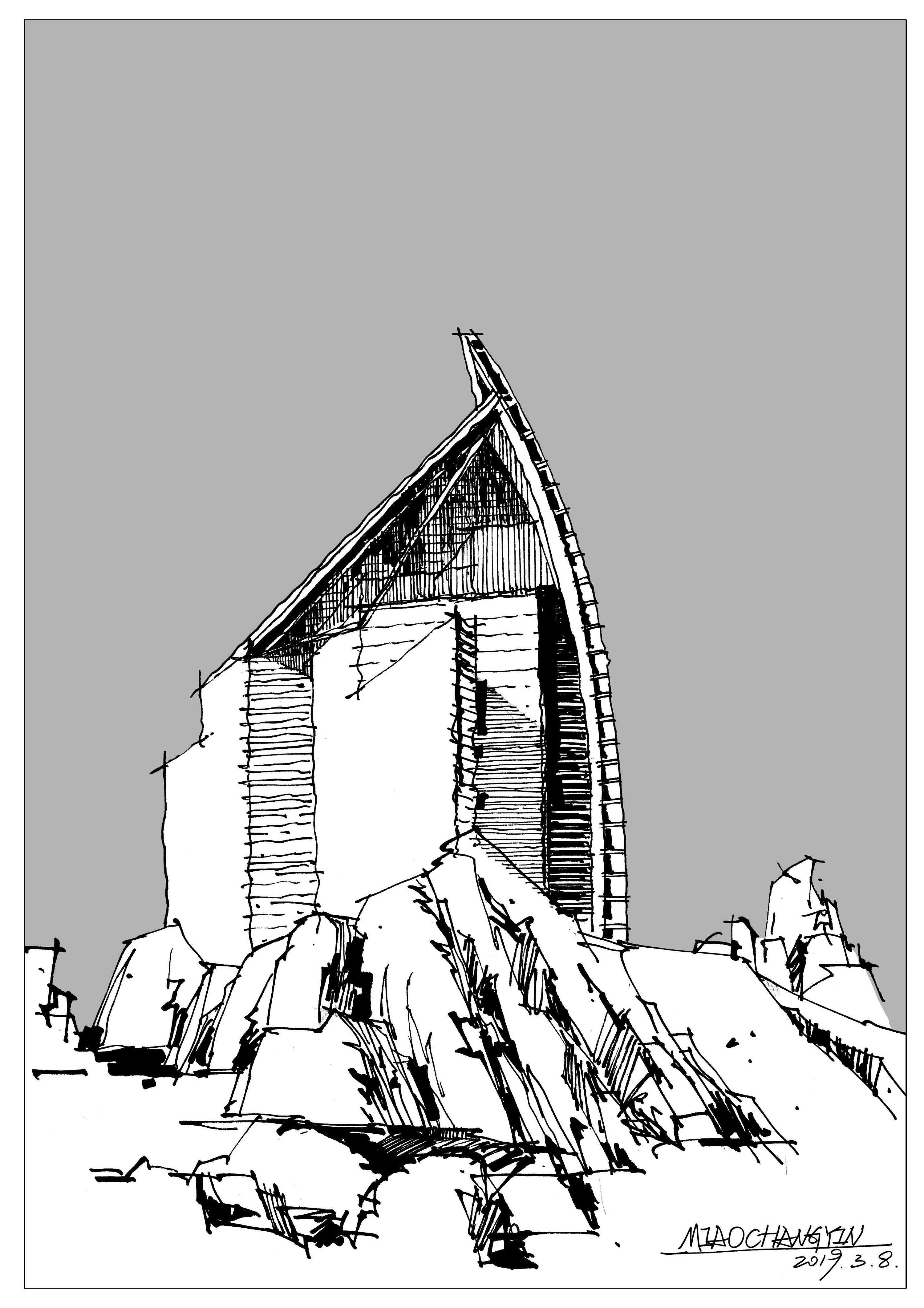 年普林斯克奖得主——矶崎新建筑作品|空间|建筑设计|苗长银手绘空间