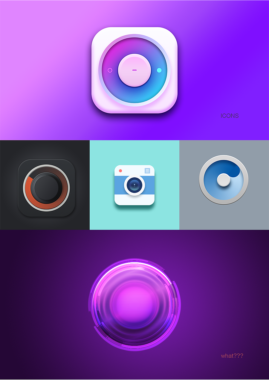 图标的练习,基本上是临摹。时钟、放映机、沙漏、铅笔、相机、放大镜、飞船等等