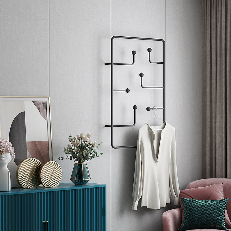 方形圆点造型衣帽架墙上衣帽架不像落地衣帽架一样,已经成为了家家户