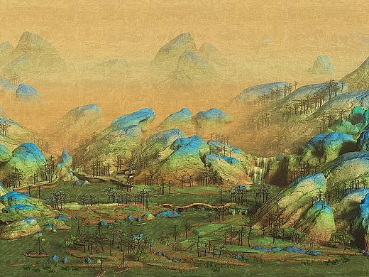 3D千里江山图长卷_三维场景模型