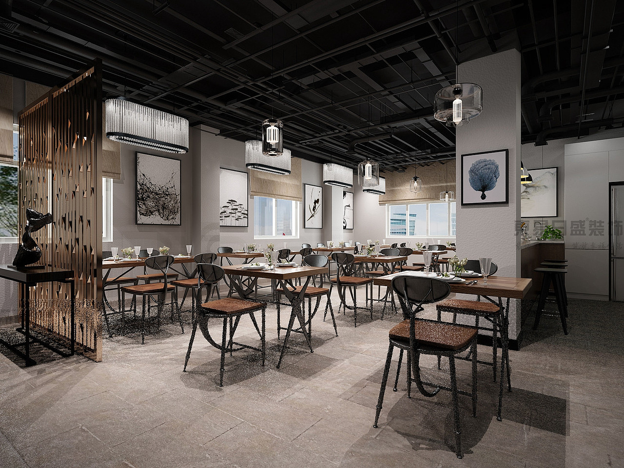 147㎡现代loft风格员工餐厅