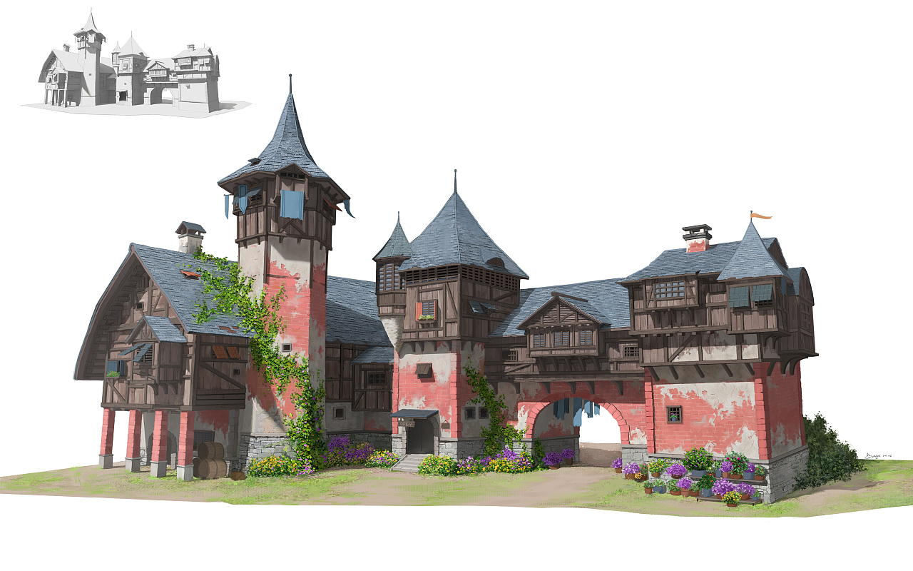 欧式单体建筑|插画|游戏原画|你要次兔兔嘛 - 原创作品 - 站酷 (zcool