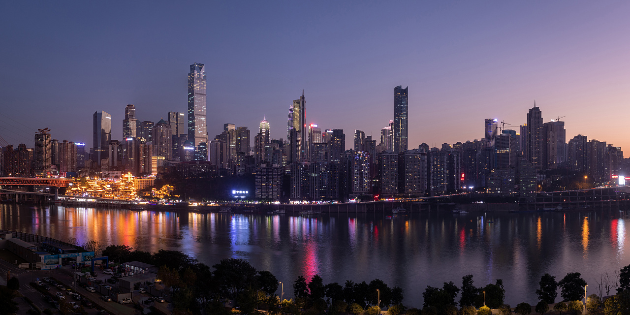 重庆渝中半岛夜景没有大字报的夜景