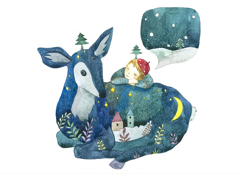 【出走的星空】林田原创水彩插画（图ZODEzMjk0OA==） - 商业插画 - 站酷设计师林田lisa原创素材 - 站酷ZCOOL