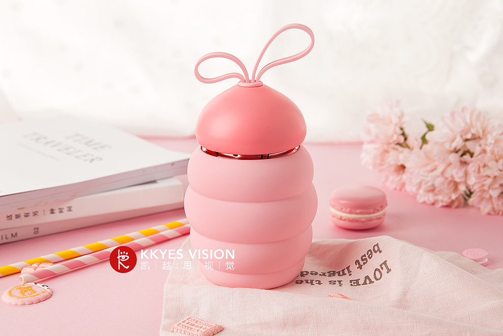 卡通 少女 水杯 可爱 保温杯 静物拍摄 产品摄影