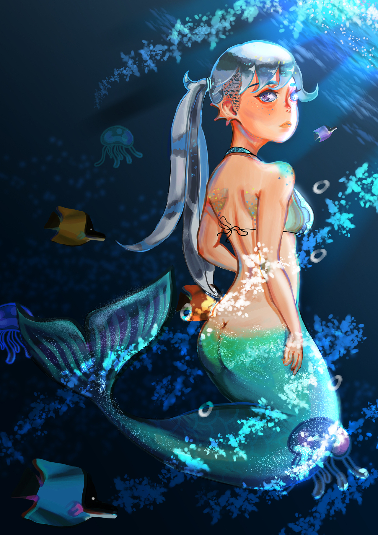 美人鱼说："我一定要到岸上去"（图ZODEyMjI4MjQ=） - 商业插画 - 站酷设计师ustignoreme原创素材 - 站酷ZCOOL