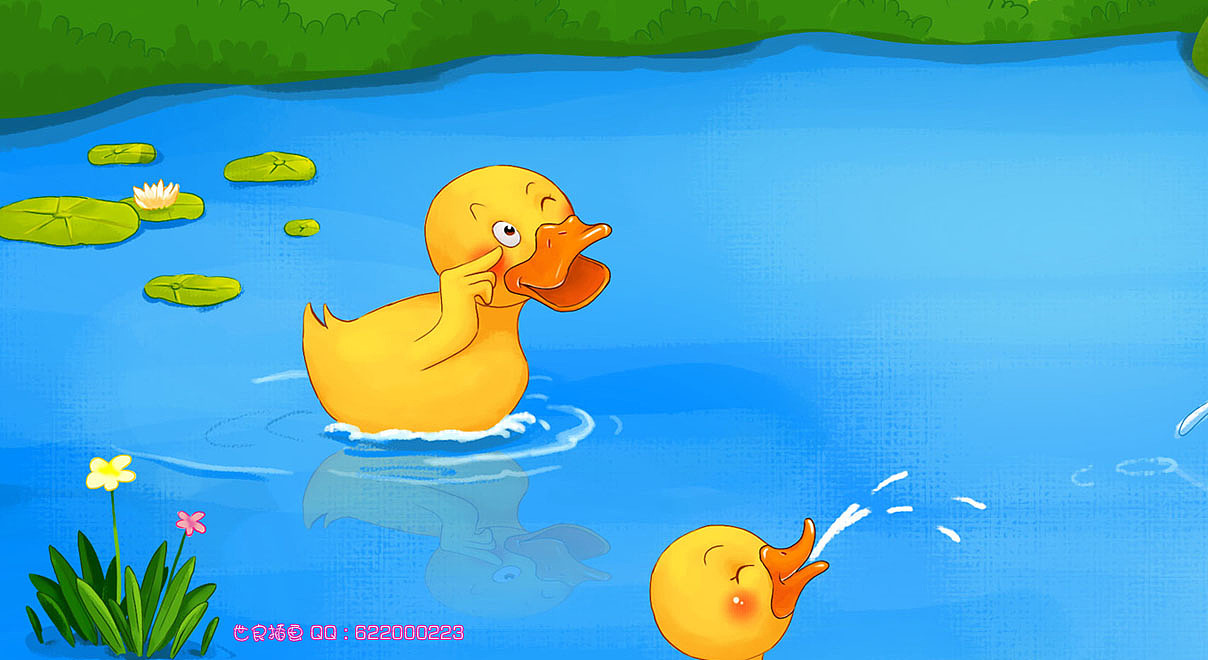 幼儿电子教育插图《欢欢学游泳》部分 