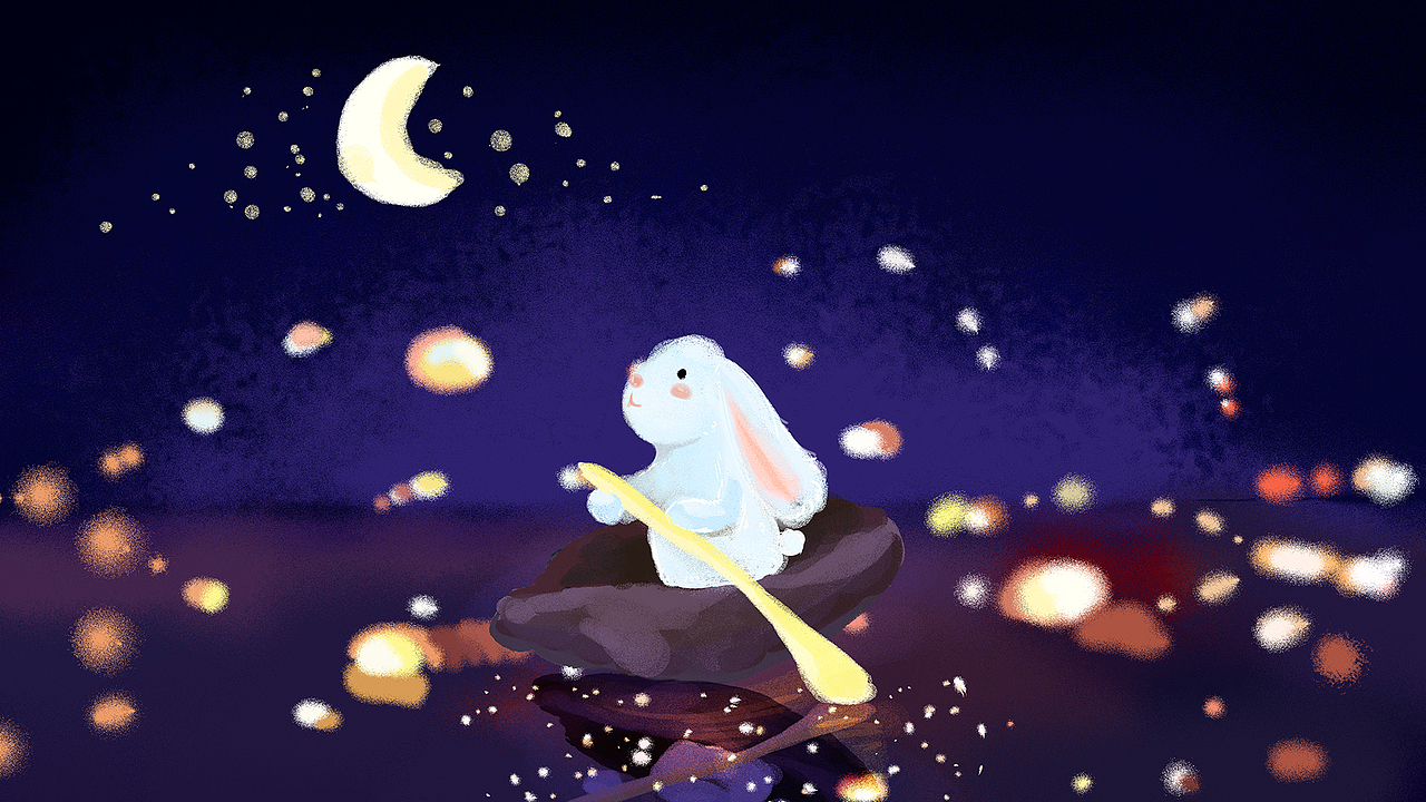 晚安-小兔仰望星空-思念