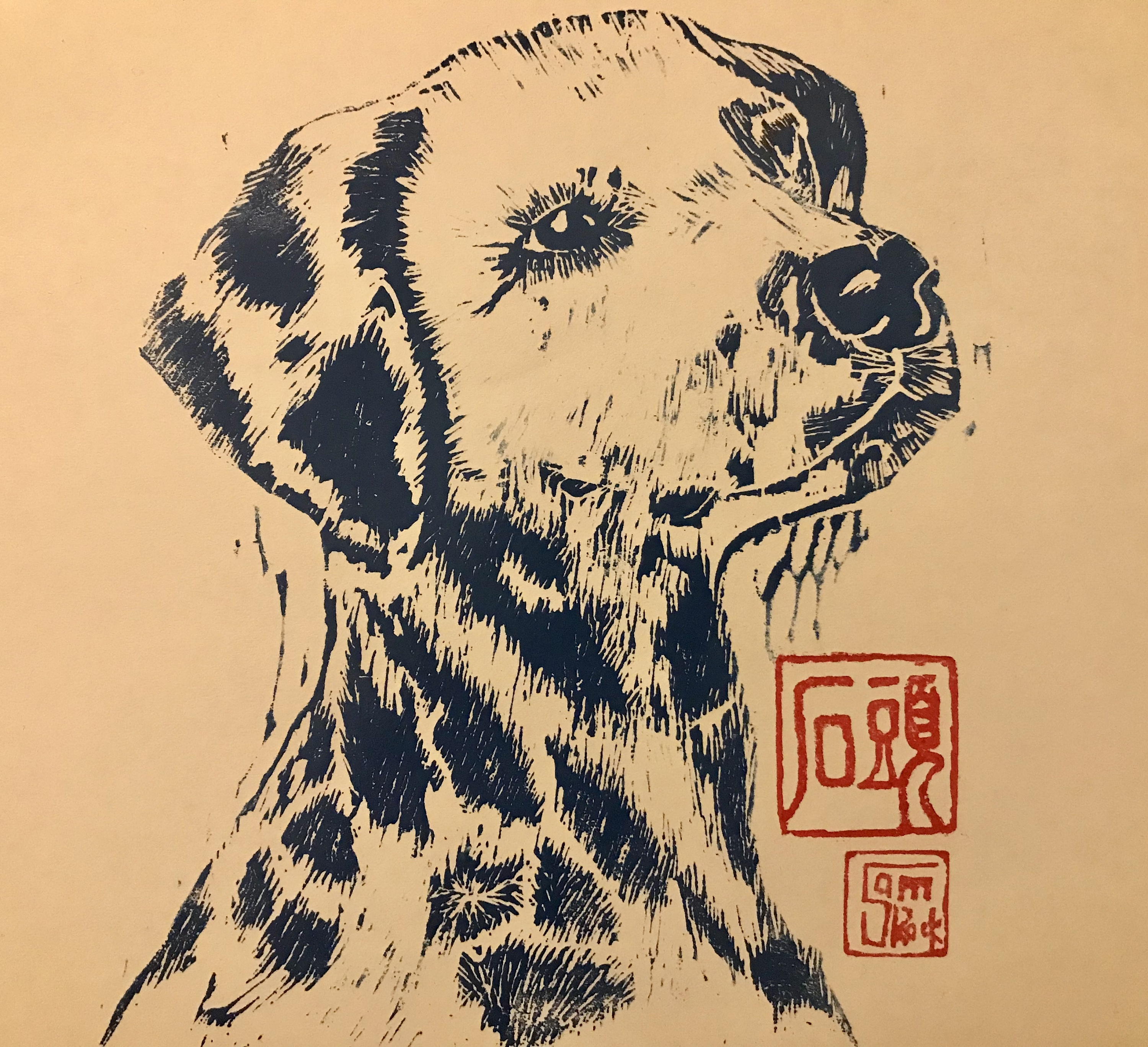 雕刻版画 斑点狗