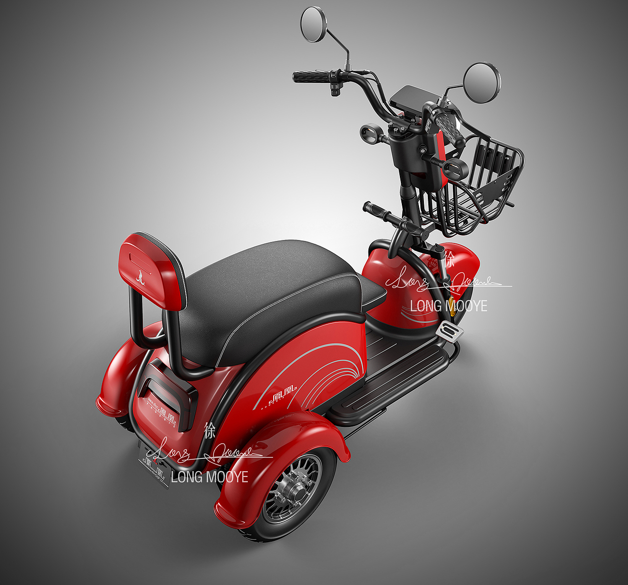 电动三轮车建模 三轮车渲染