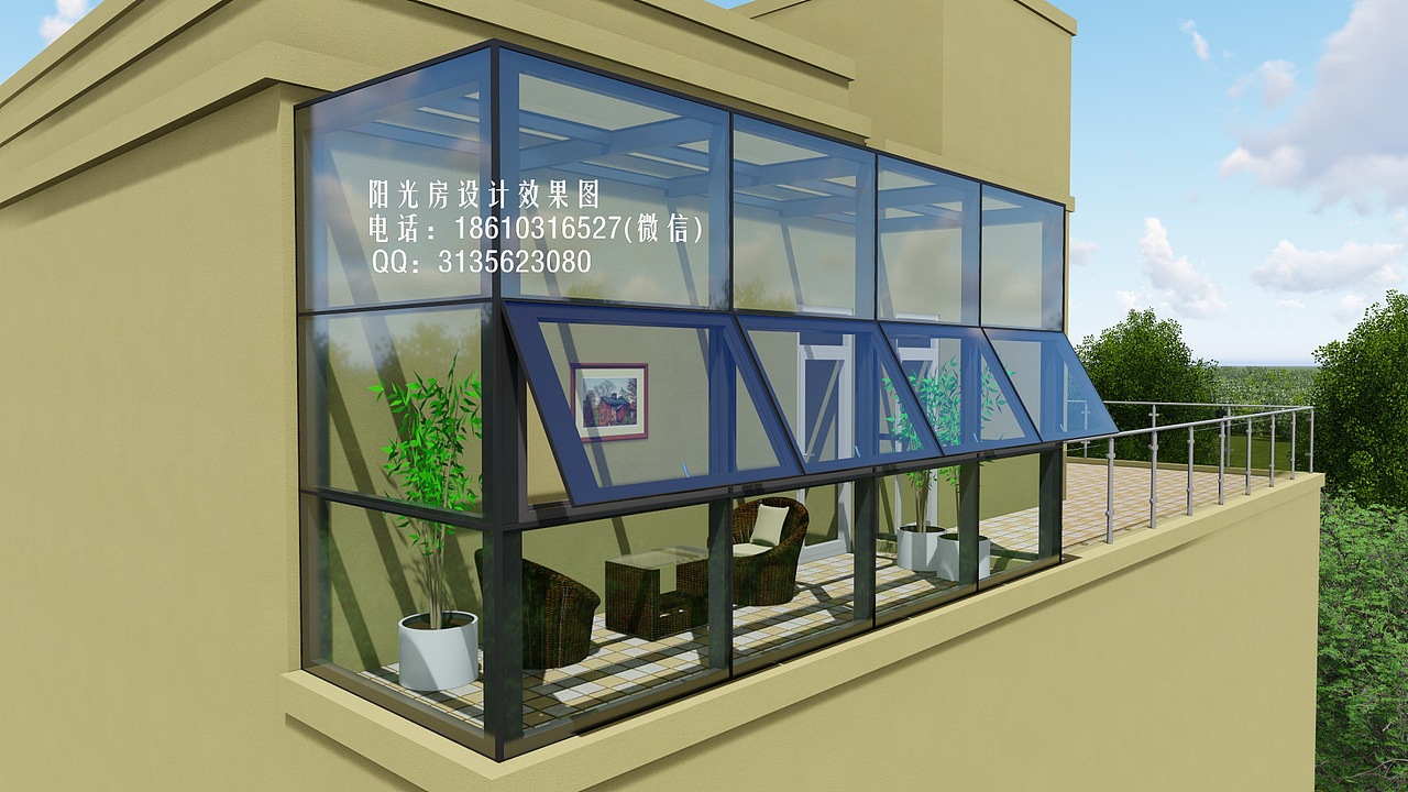 S1117隐框幕墙阳光房设计效果图