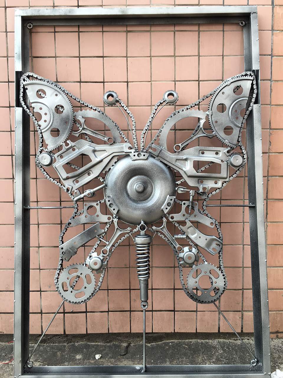 创意铁艺壁画废旧汽车零件手工焊接制作