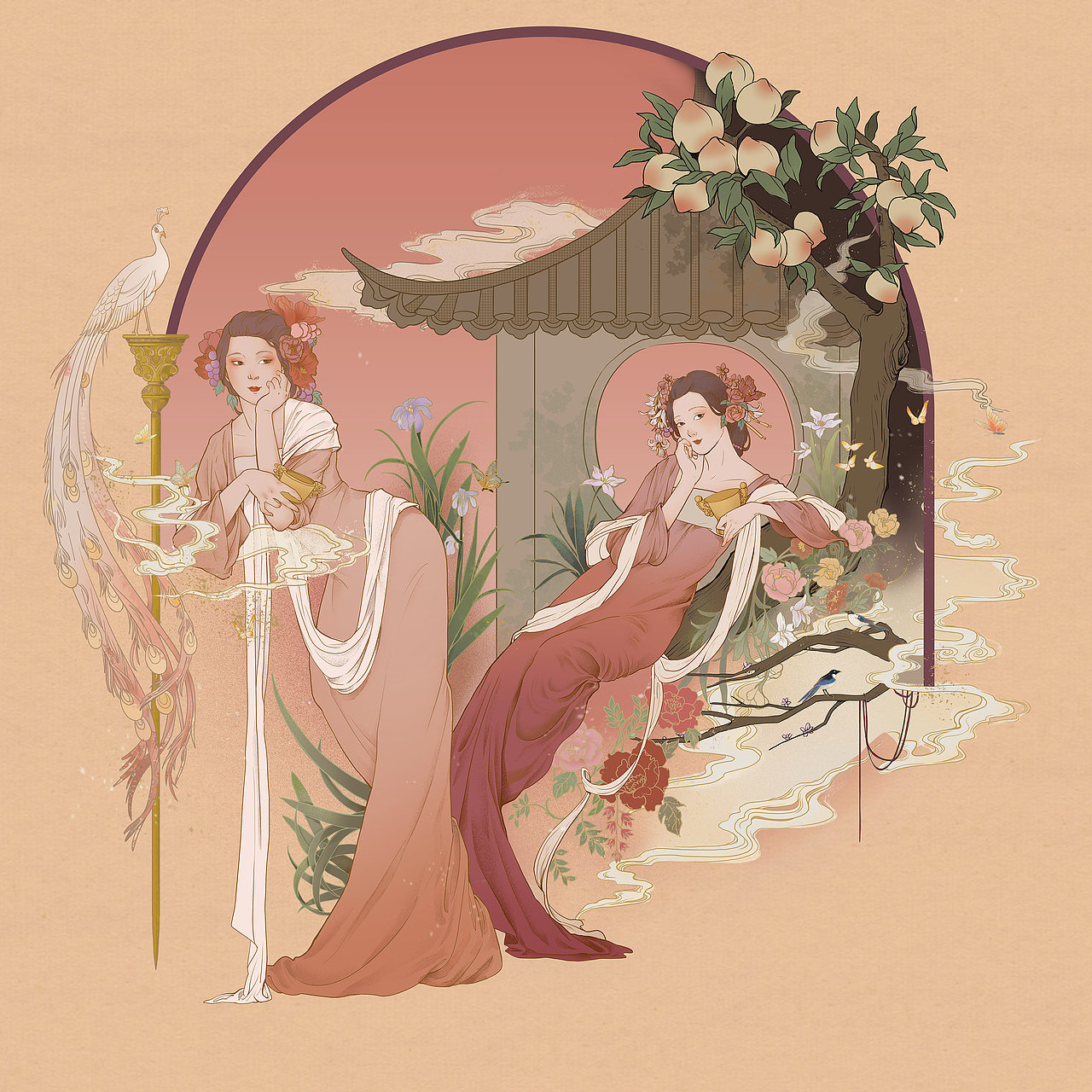 醉花亭-中式果酒-包装插画（图ZMjIxMzIyOTYw） - 商业插画 - 站酷设计师呱呱_原创素材 - 站酷ZCOOL