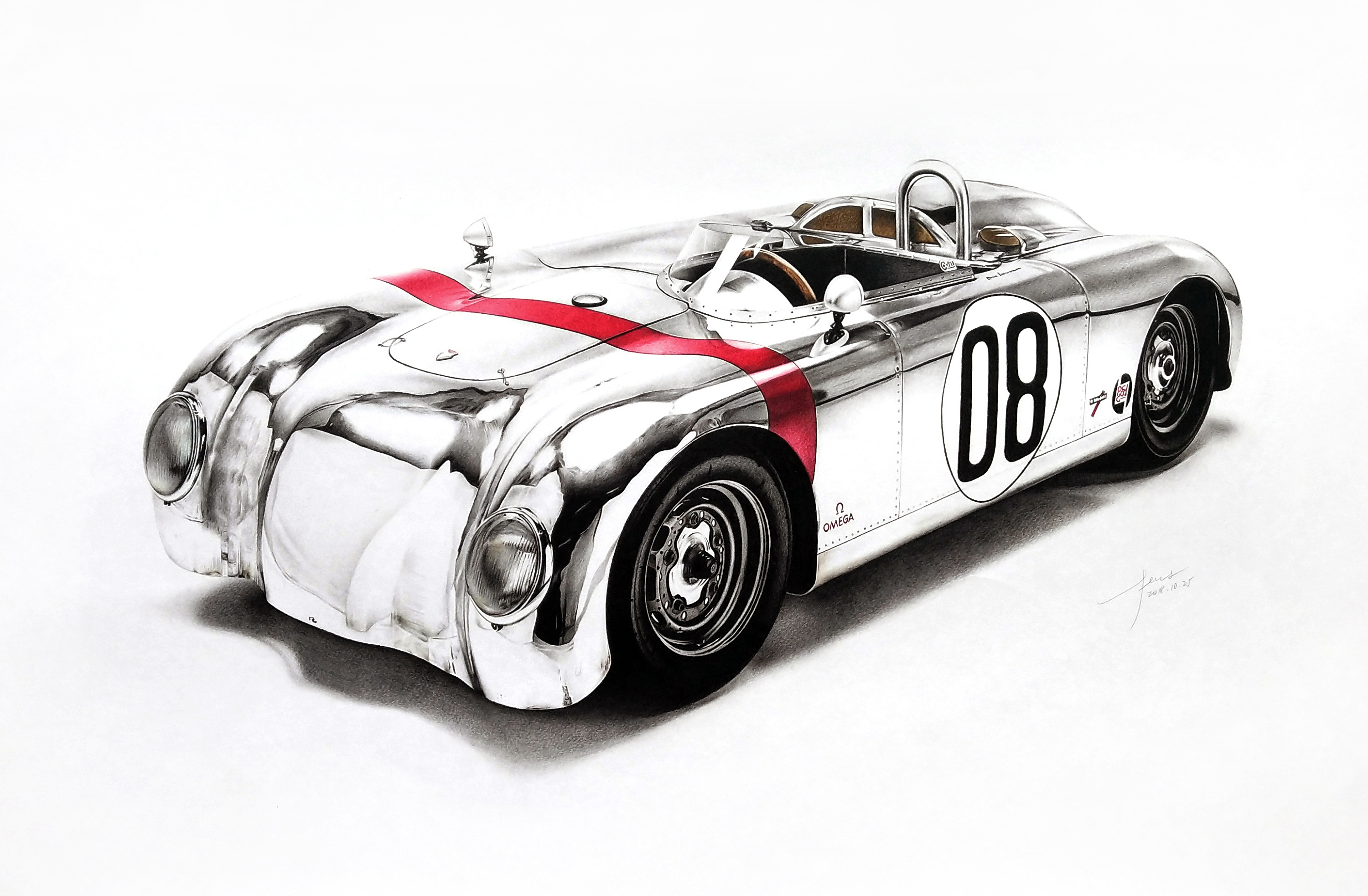 彩铅插画—保时捷ff008