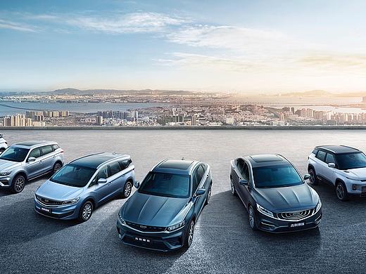 汽车修图_吉利俯视七车阵