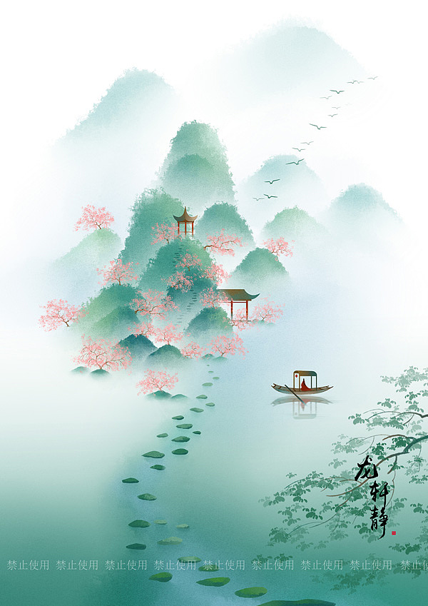 烟雨入江南（图ZMjYzMDI3ODEy） - 商业插画 - 站酷设计师龙轩静原创素材 - 站酷ZCOOL