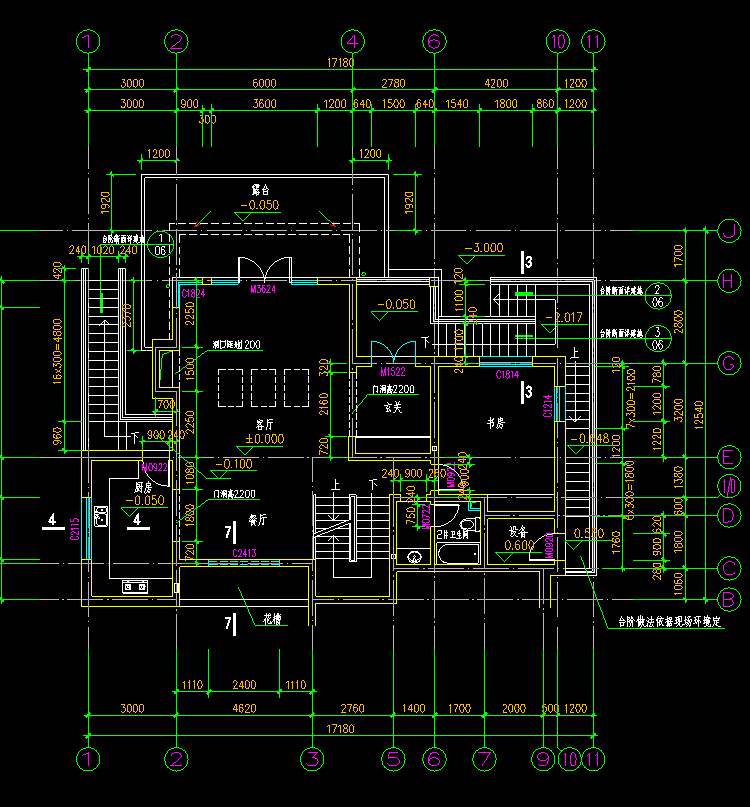 山区小别墅设计CAD施工图附加效果图