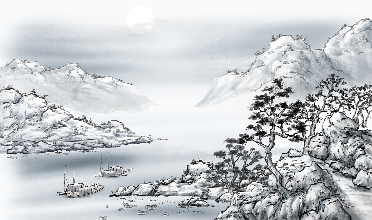 山水画 唐诗（图ZMTkzMjM1MTMy） - 商业插画 - 站酷设计师荆棘鸟设计画师原创素材 - 站酷ZCOOL