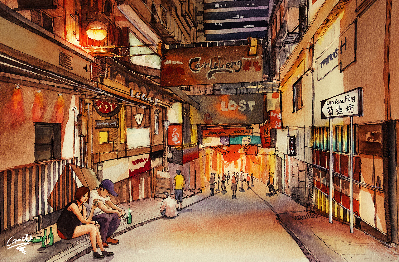 香港街头|插画|商业插画|Hi橘子果酱 - 原创作品 - 站酷 (ZCOOL)