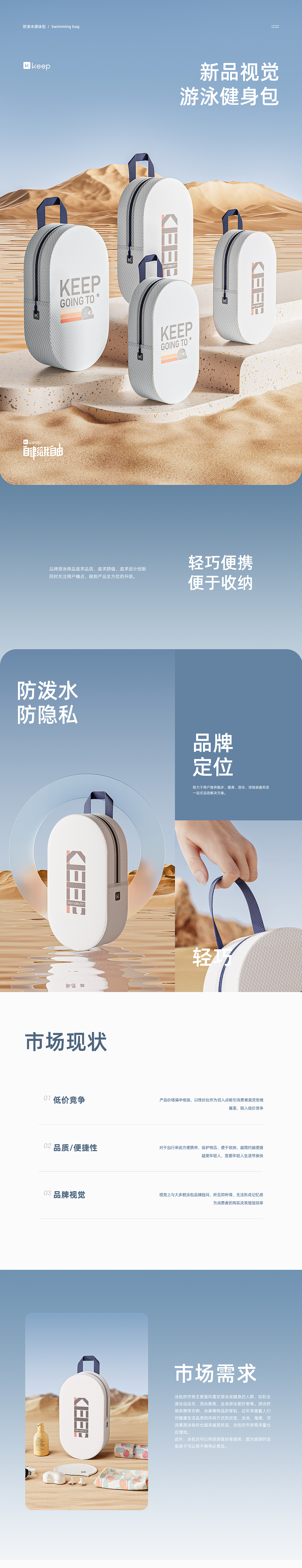 keep便捷泳包 防泼水游泳健身包