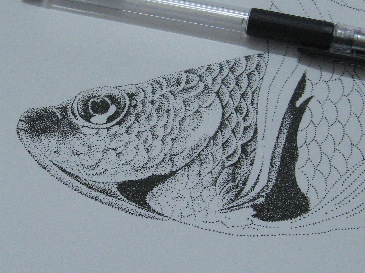 楚歌钢笔画-双鱼（点画）55*40cm（图ZMTU5MzU5ODg=） - 绘画 - 站酷设计师楚歌76原创素材 - 站酷ZCOOL