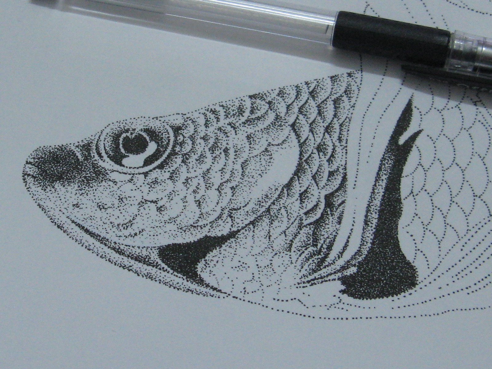 楚歌钢笔画-双鱼(点画)55*40cm|纯艺术|绘画|楚歌76 - 原创作品