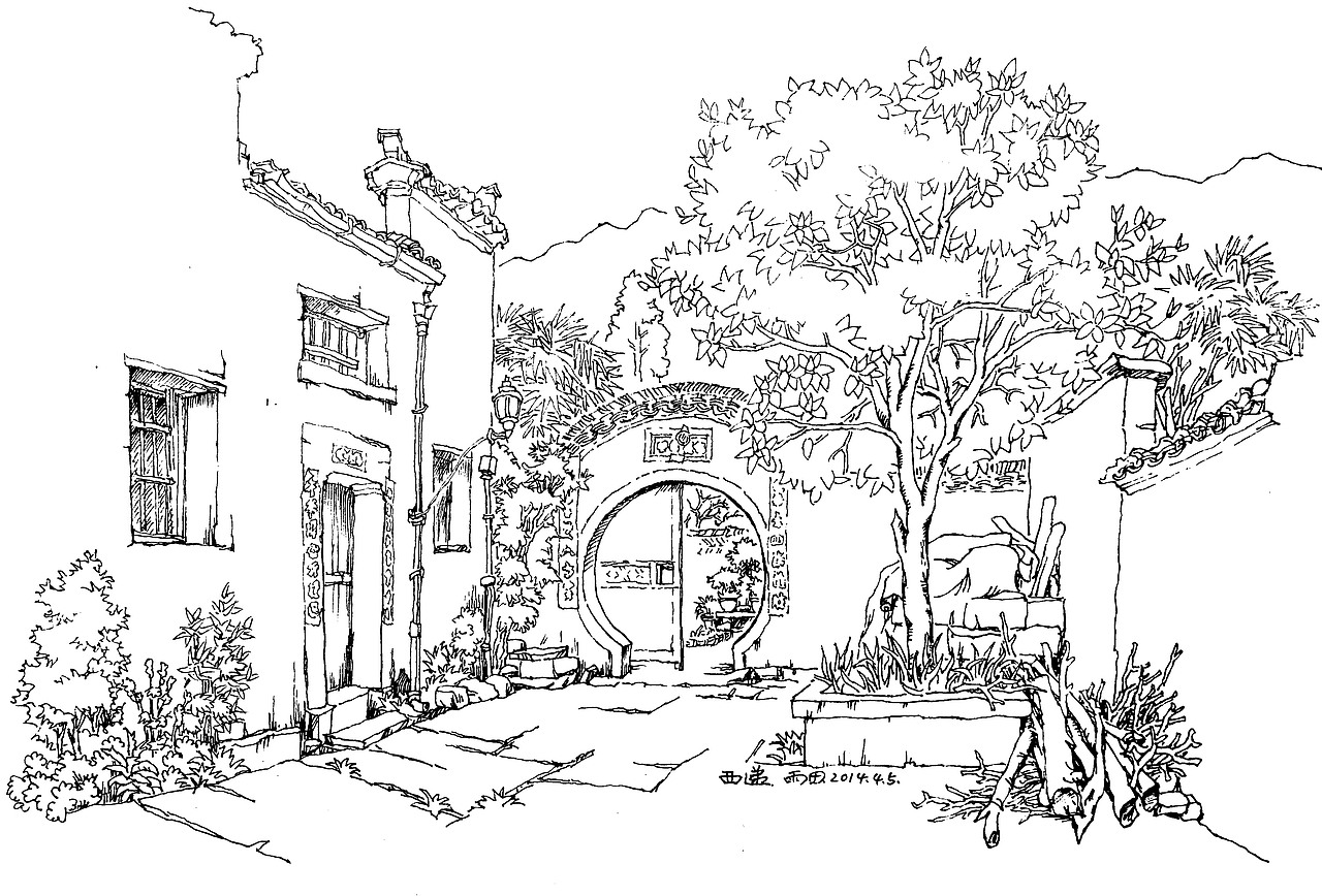 皖南印象之二～西递写生作品集～这是我近几年在黟县西递的钢笔速写