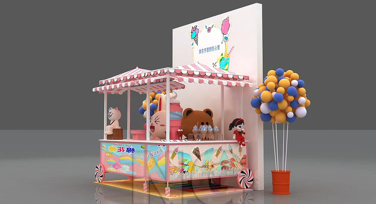 棉花糖展位设计3D效果图