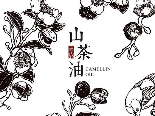 山茶油包装插画设计