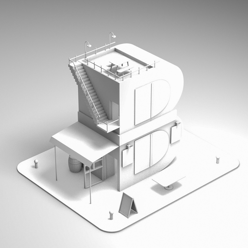 c4d-"b"字建筑建模|三维|场景|渃沂 - 原创作品 - 站酷 (zcool)