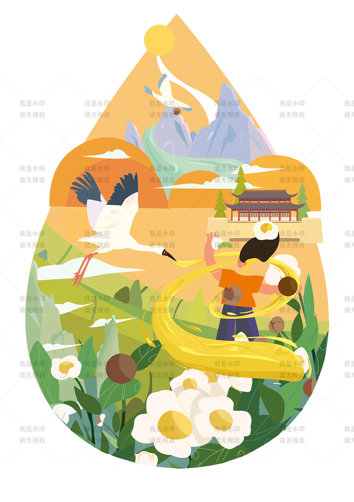 茶籽油包装插画（图ZMzAwMjcyODQw） - 商业插画 - 站酷设计师橘颂橘生原创素材 - 站酷ZCOOL