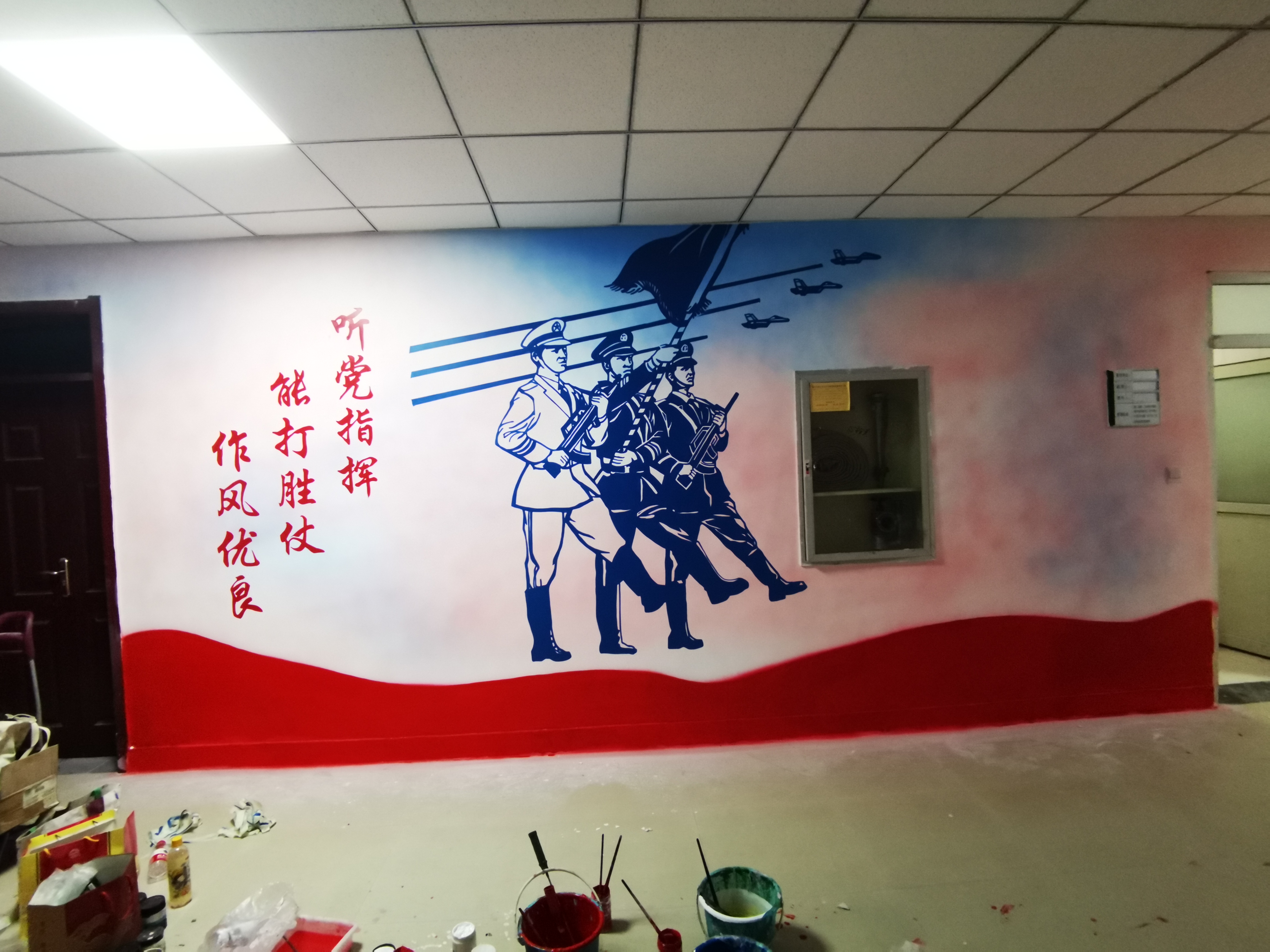 部队强军文化墙绘图片