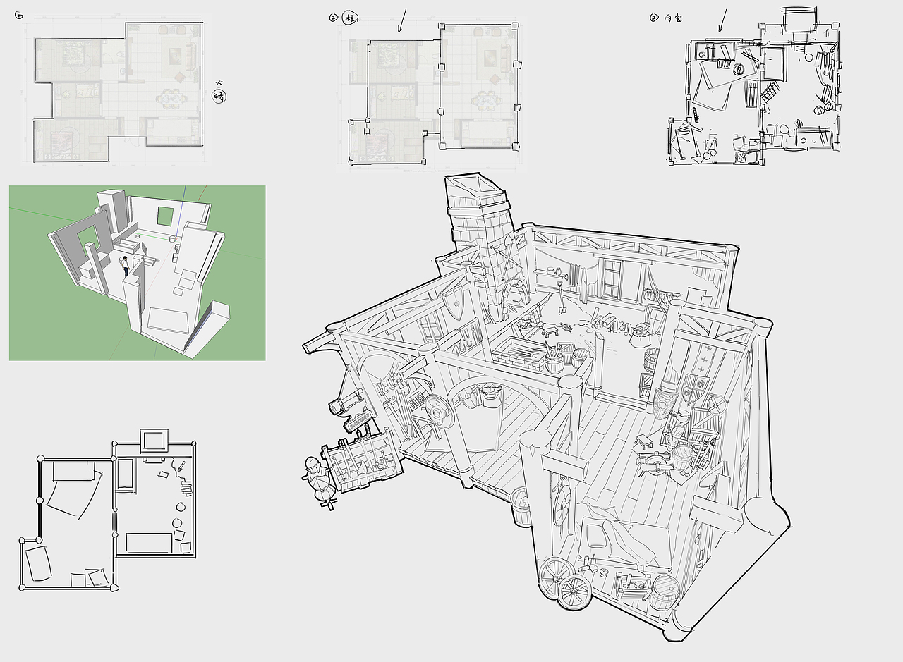 洛克猴游戏室内剖面解析图——《铁匠铺》