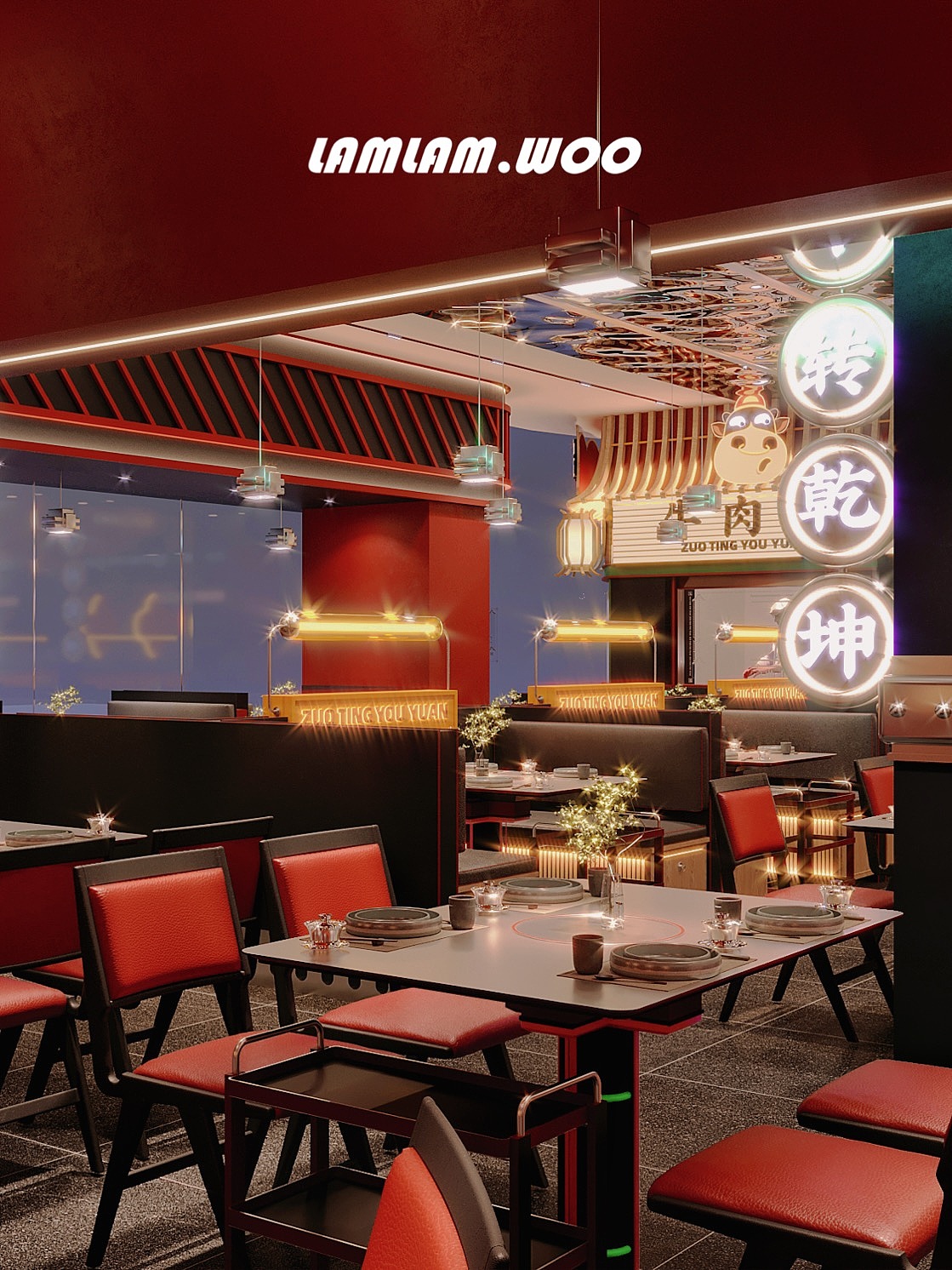 左庭右院 | 鲜牛肉火锅-IP次元空间设计项目落地（图ZMjg3OTYxNTky） - 酒店餐饮设计 - 站酷设计师LamlamWoo原创素材 - 站酷ZCOOL