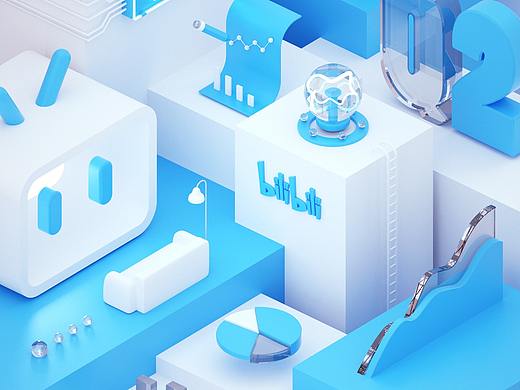 【C4D+OC教程】哔哩哔哩财报场景制作