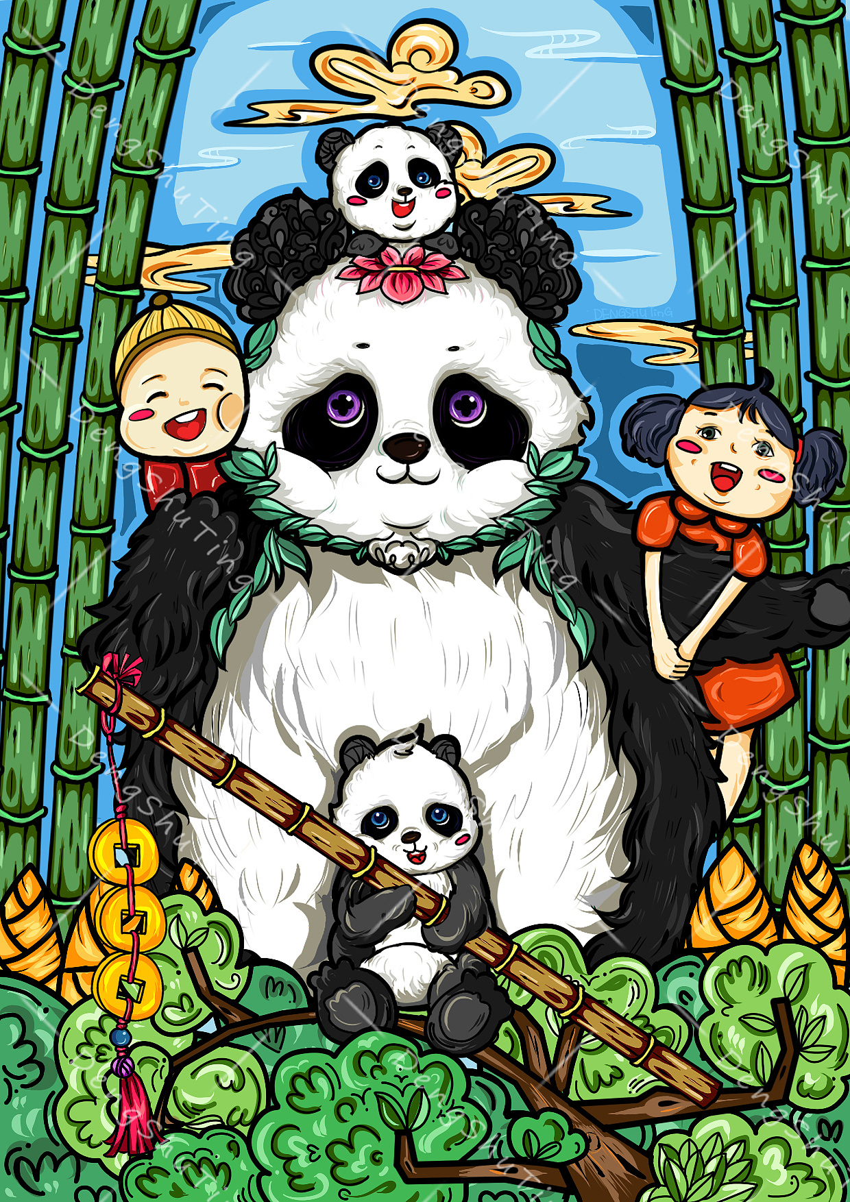 国潮仿生元素保护动物出于同源