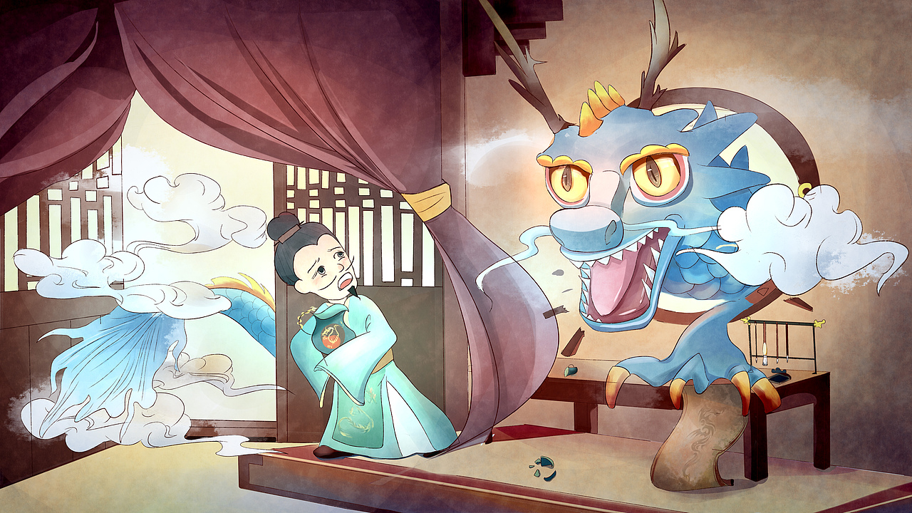 叶公好龙（图ZMjI2MDE1MjI0） - 儿童插画 - 站酷设计师蘸一点白糖原创素材 - 站酷ZCOOL
