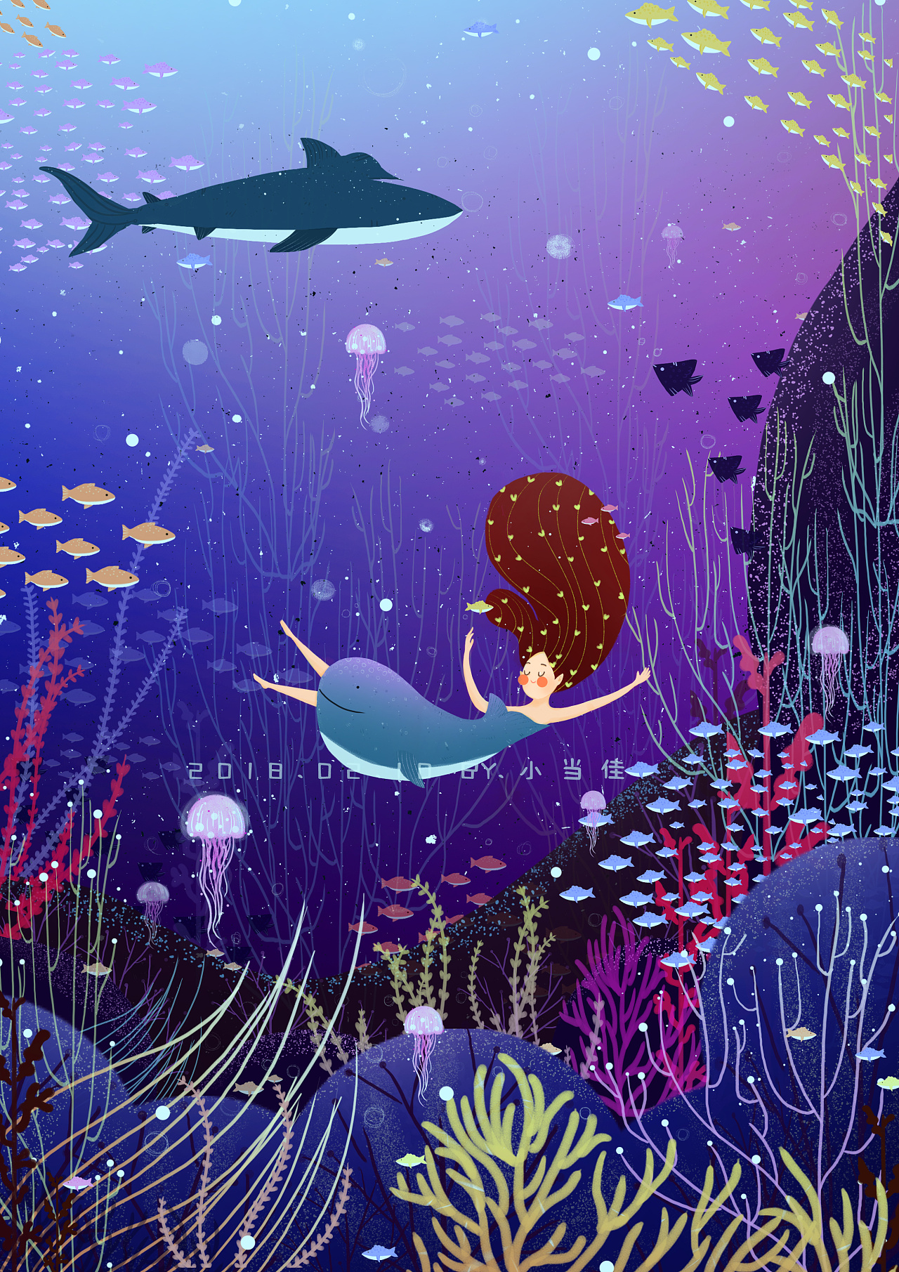 免费办公-创意蓝色海底少年潜水摄影图免费下载-Flash中心