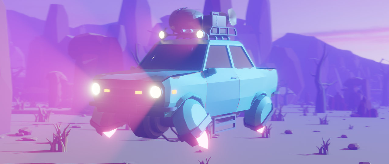 学习blender制作lowpoly飞车动画