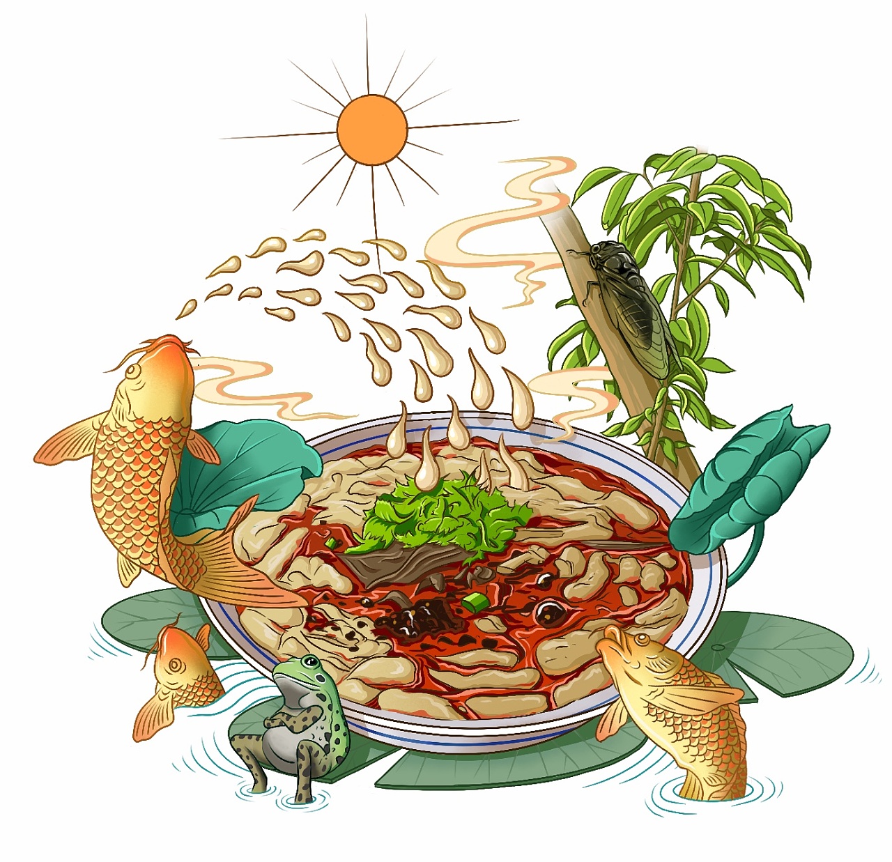 西安美食插画设计